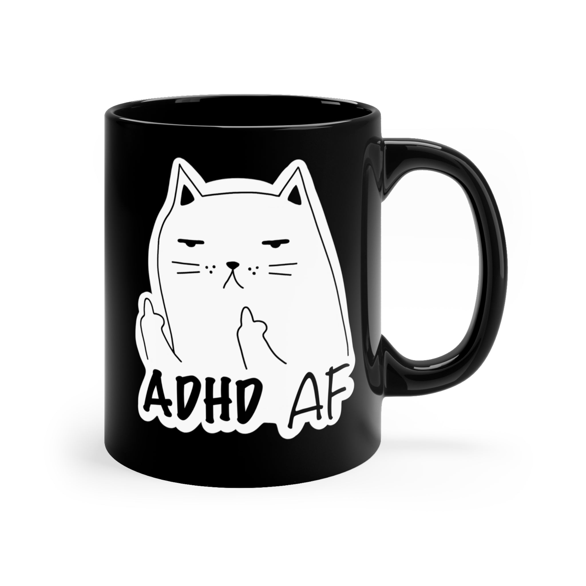 ADHD AF Black Mug 11oz