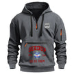 Gray hoodie with orange zippers and 'GEEDUR' branding on a white background