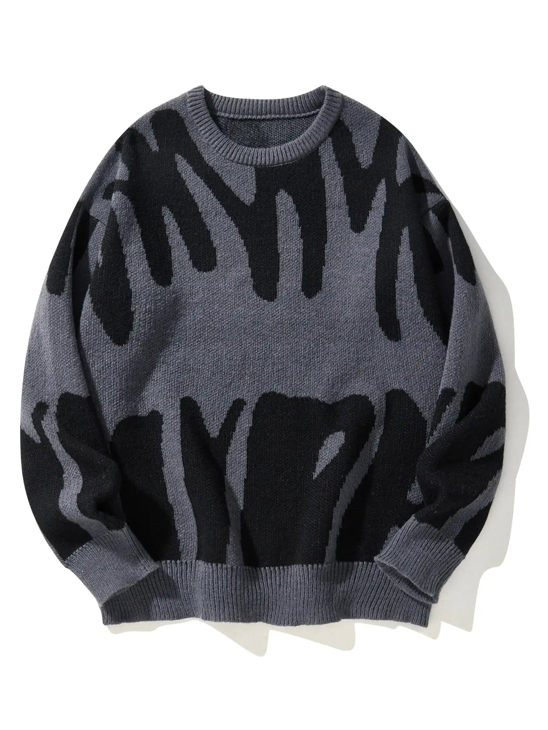 Gray sweater with black abstract pattern on a white background