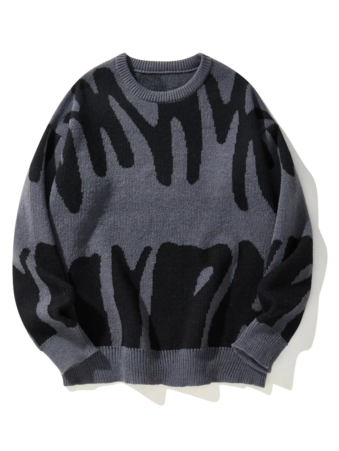 Gray sweater with black abstract pattern on a white background