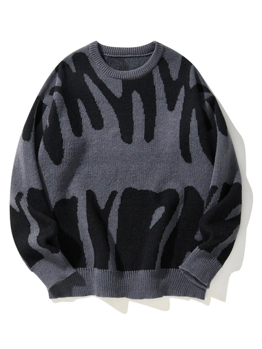 Gray sweater with black abstract pattern on a white background
