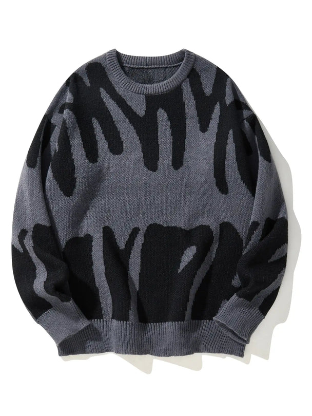 Gray sweater with black abstract pattern on a white background