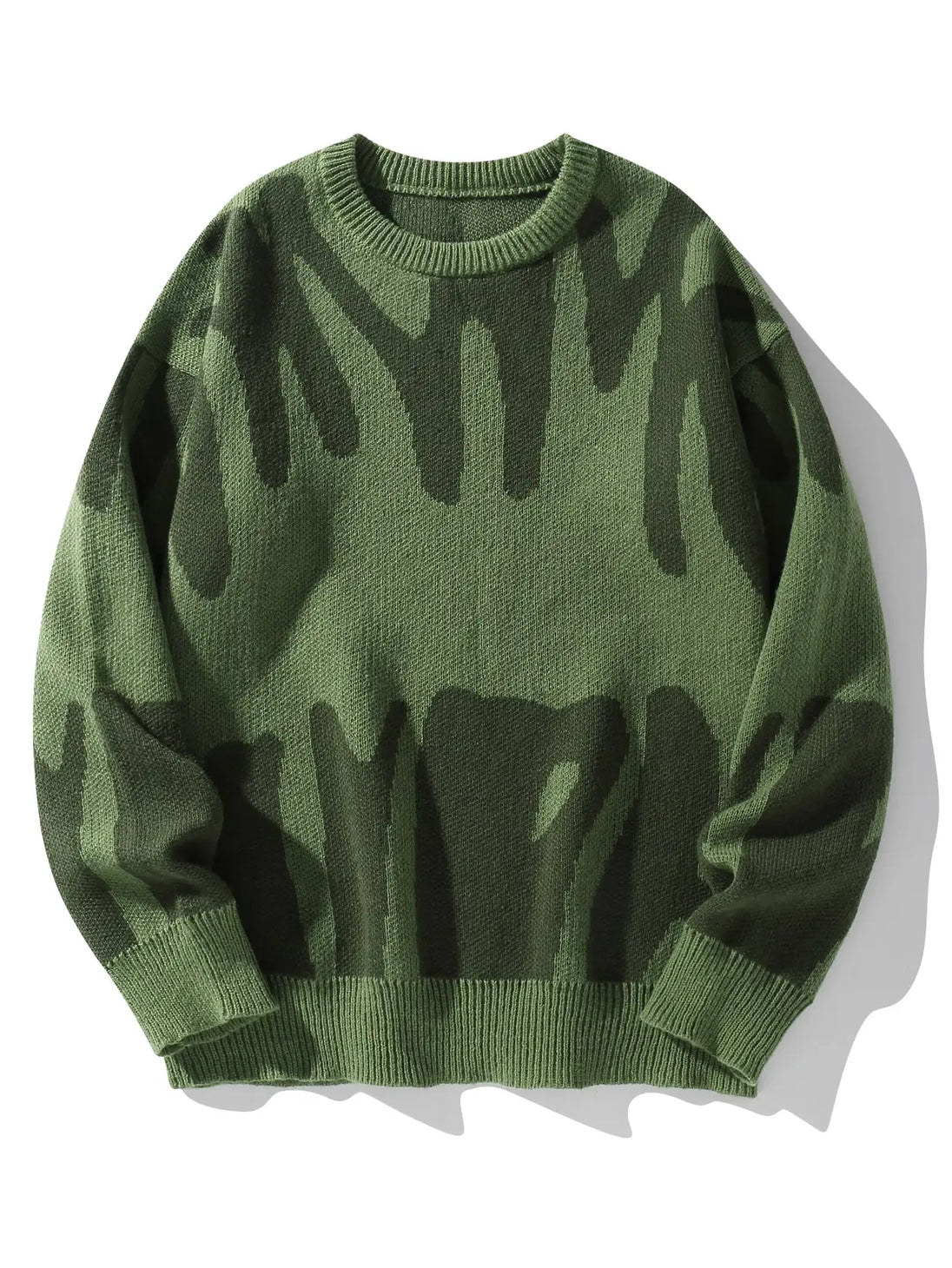 Green camouflage sweater on a white background