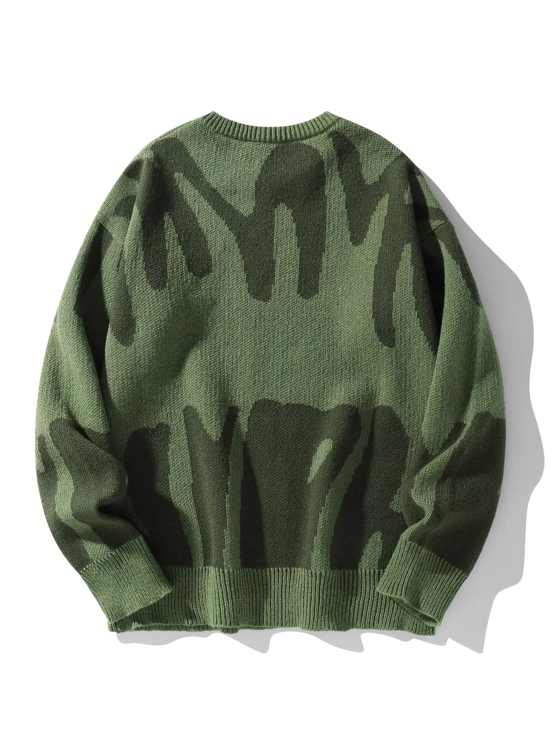 Green camouflage sweater on a white background