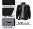 Black jacket with multiple pockets labeled, featuring Magco Msen branding.