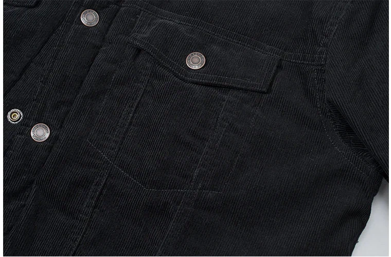 Close-up of a black jacket with button details on a white background