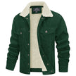 Green jacket with white sherpa lining on a white background