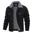 Black denim jacket with gray fleece lining on a white background, featuring the Magcomsen brand.