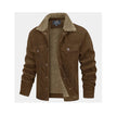 Brown jacket with sherpa lining on a white background