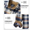 Plaid shirt with corduroy details and Magcomsen branding on a white background