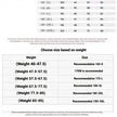 Size chart for clothing based on weight