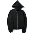 Black hoodie with a zipper on a white background