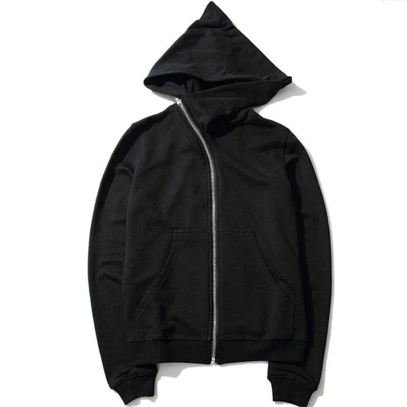 Black hoodie with a zipper on a white background
