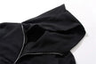 Black jacket with a zipper on a white background