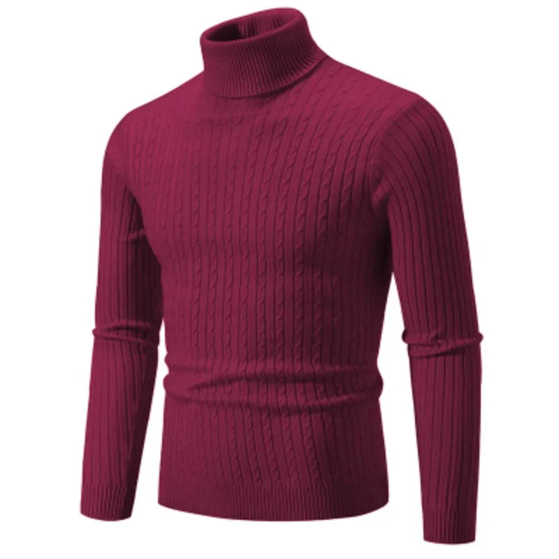 Maroon turtleneck sweater on a white background