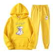 Yellow hoodie and pants set with a bear graphic and 'Lil Peep' text on a white background