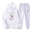 White hoodie and pants set with teddy bear design and 'Lil Peep' text on a white background