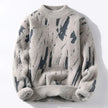 Fluffy sweater with abstract pattern on a white background