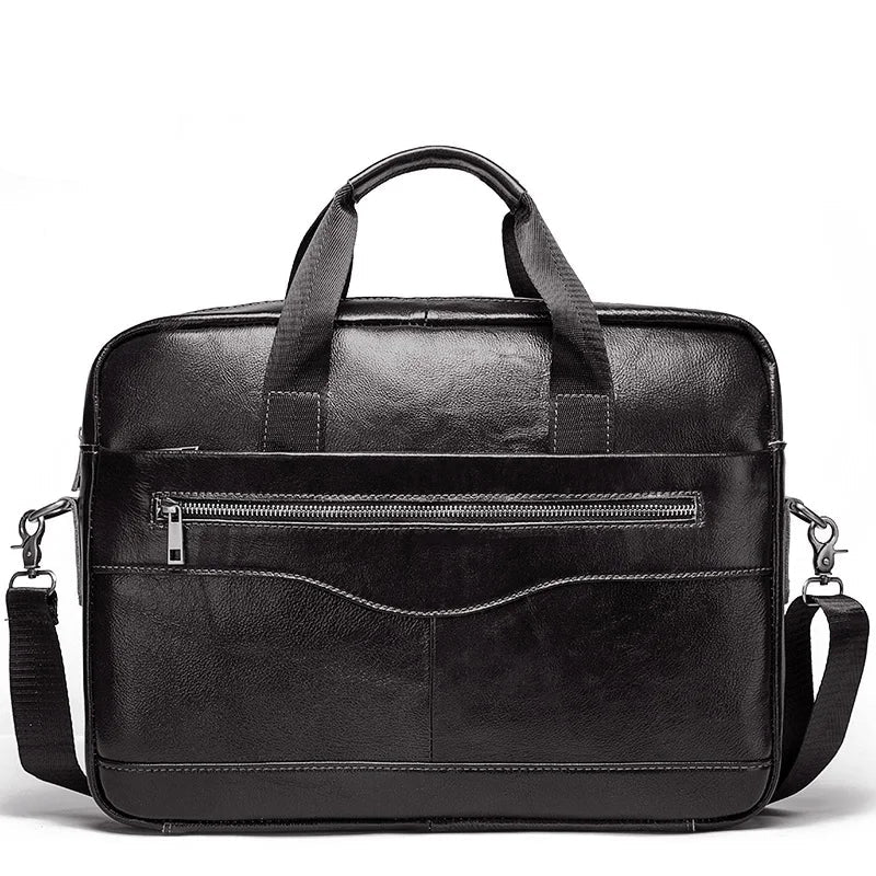 Luxury Genuine Leather Men's Briefcase-black color