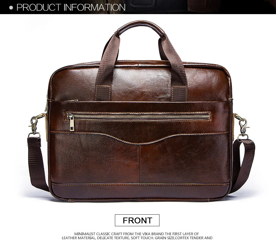 Luxury Genuine Leather Men's Briefcase-front