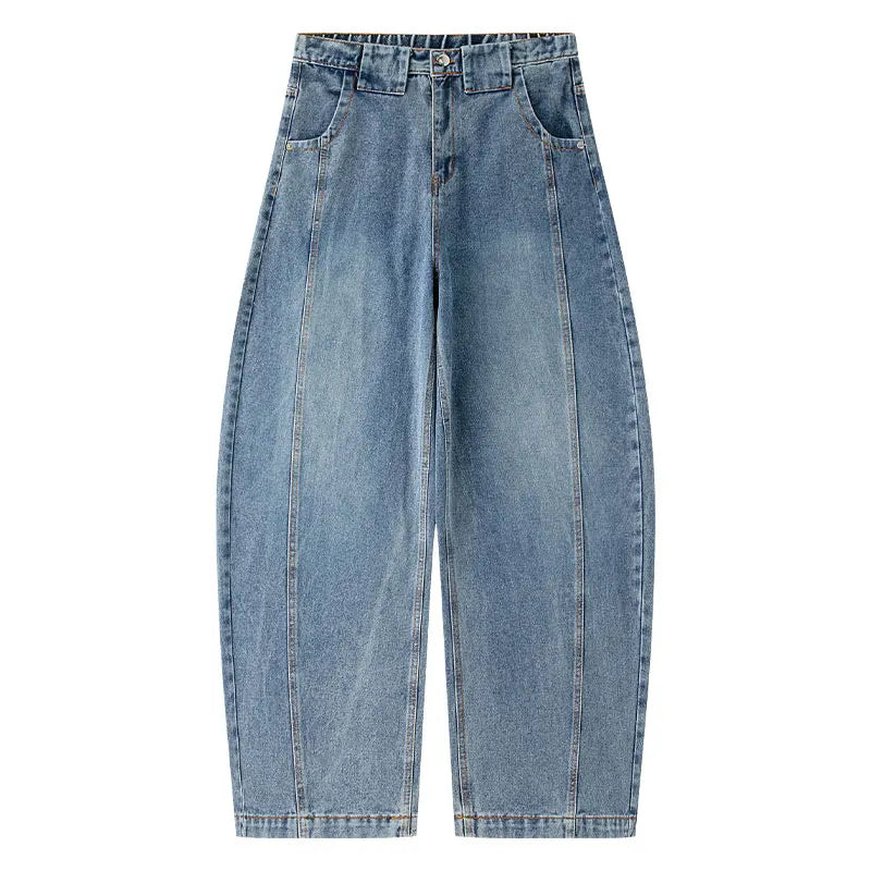 Light blue jeans on a white background