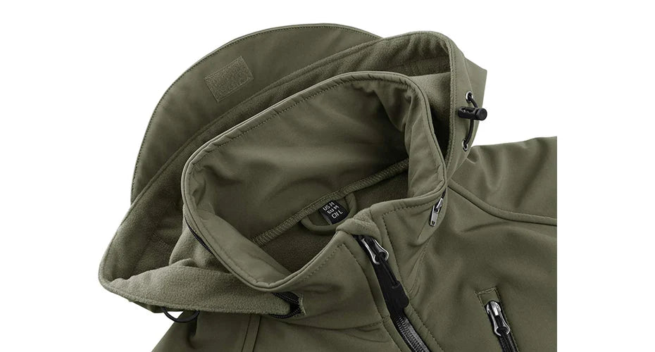 Green jacket with a hood on a white background