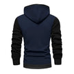 Navy blue and black hoodie on a white background