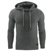 Gray textured hoodie with a brand logo on a white background