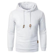 White textured hoodie with drawstrings on a white background