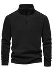 Black pullover with a quarter zip on a white background