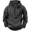 Black hoodie with lace-up front on a white background