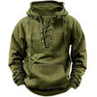 Green hoodie with lace-up front on a white background