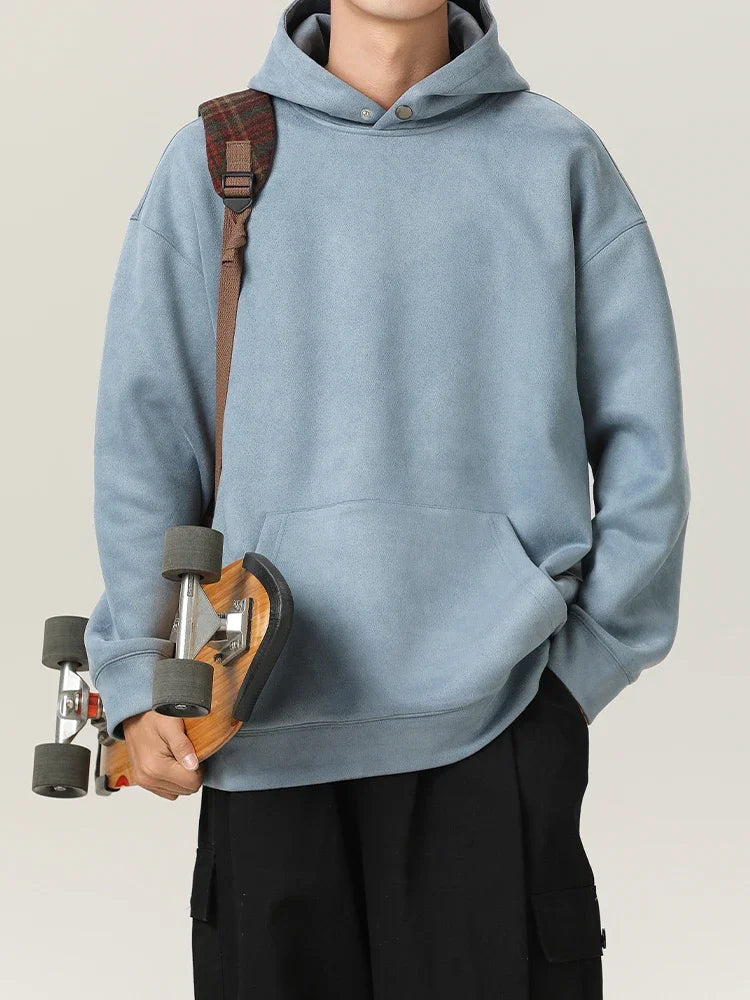 Men’s Suede High-Neck Hoodie