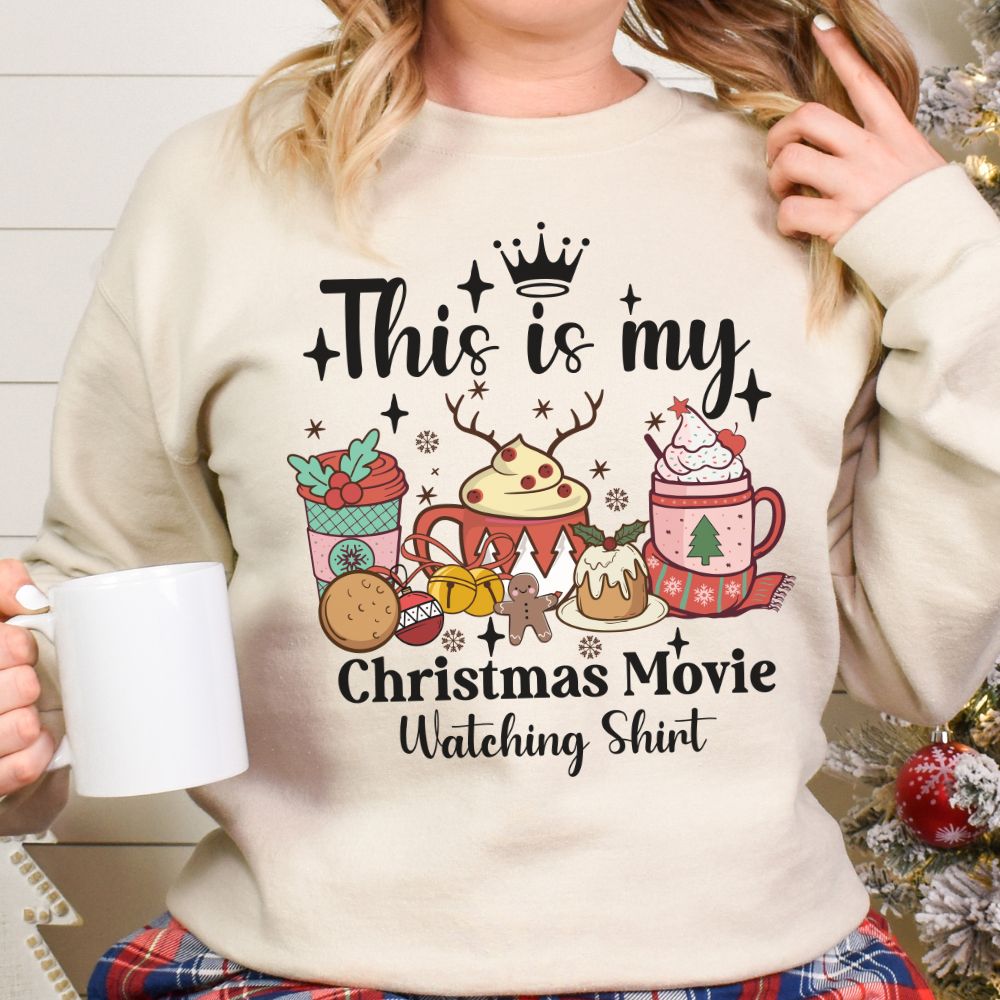 This is My Christmas Movie Watching Shirt | Cozy Crewneck Sweatshirt for Holiday Movie Lovers